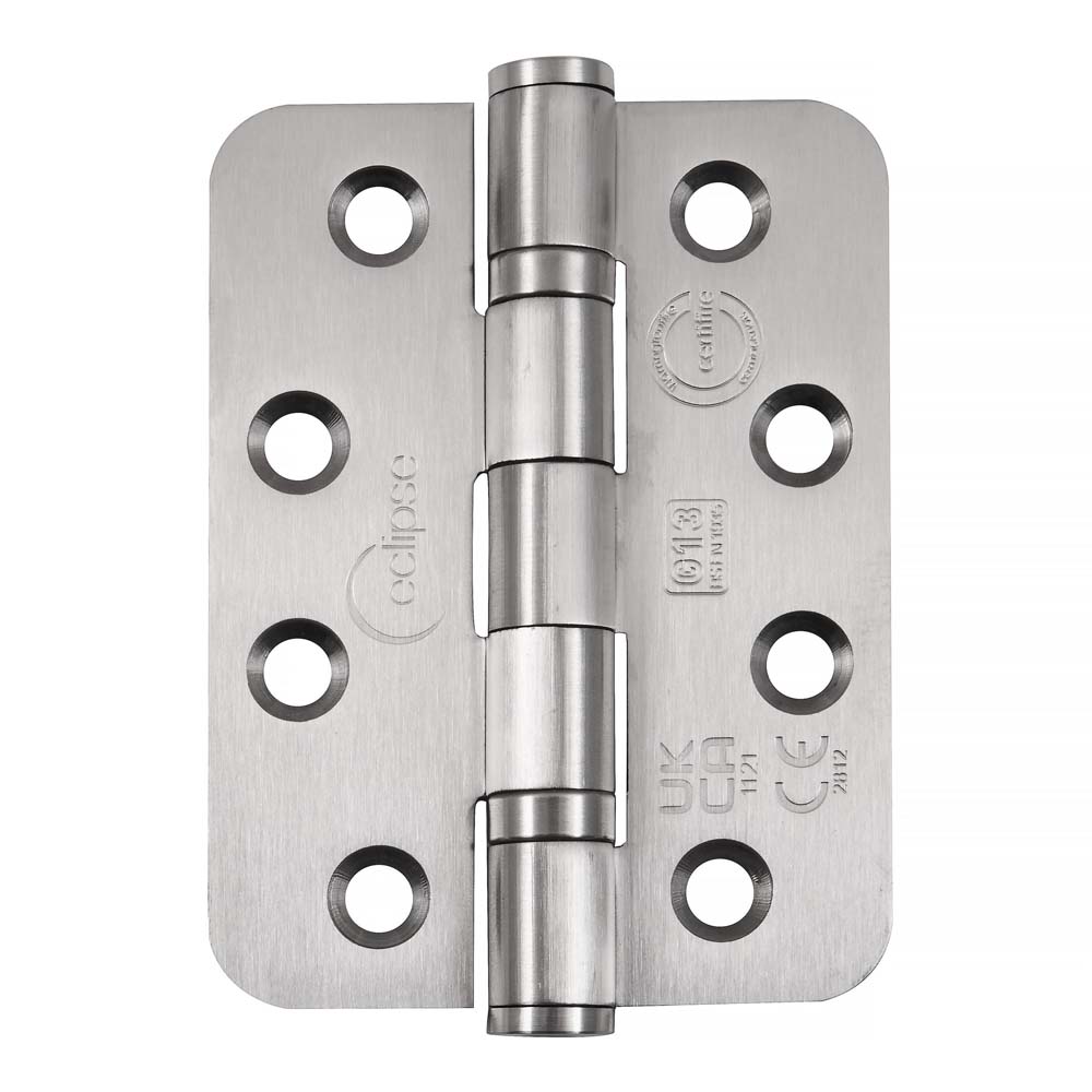 Eclipse 4 Inch (102mm) Ball Bearing Hinge Grade 13 Radius Ends - Satin Stainless Steel (Sold in Pairs)